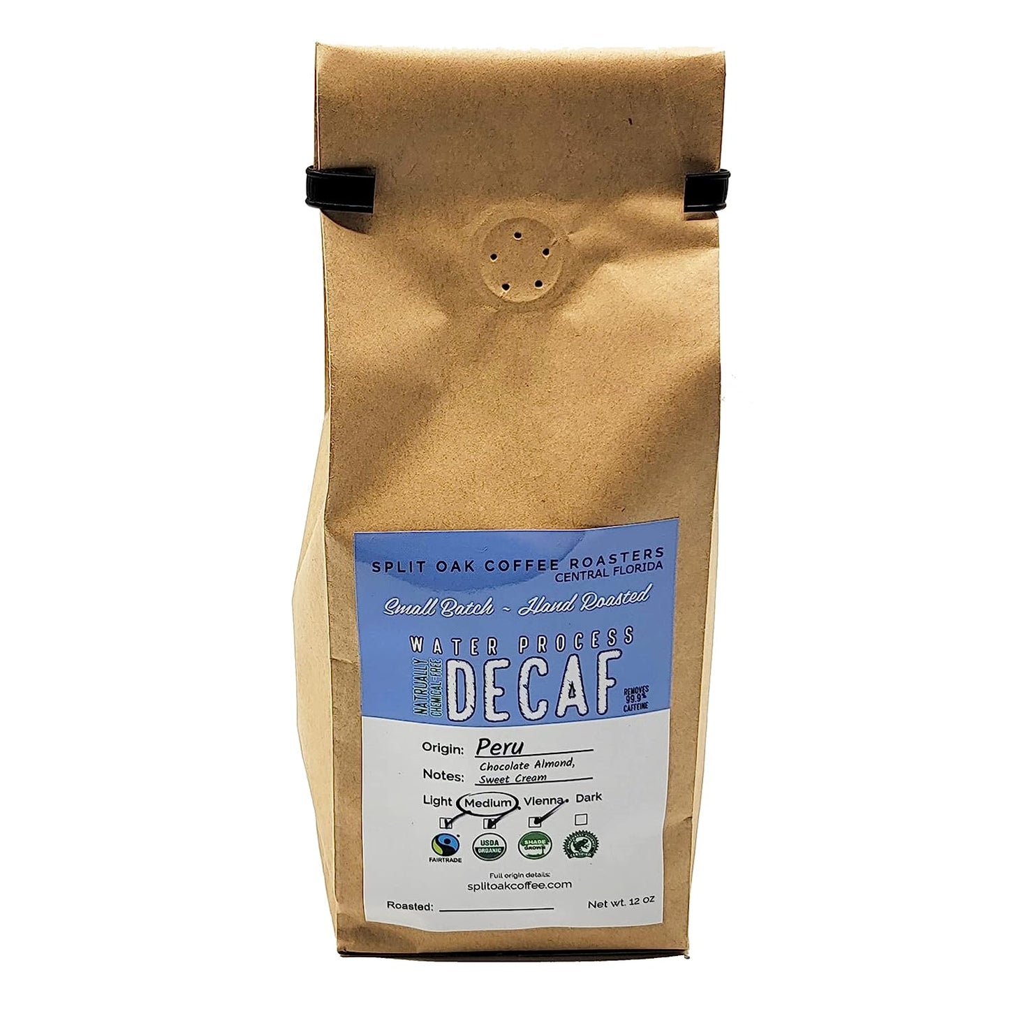 3 Pack Organic Decaf Coffee Medium Roasted Peru Coffee Whole Beans 12oz. Sweet Espresso Crema, Almond Flavored. Fair Trade