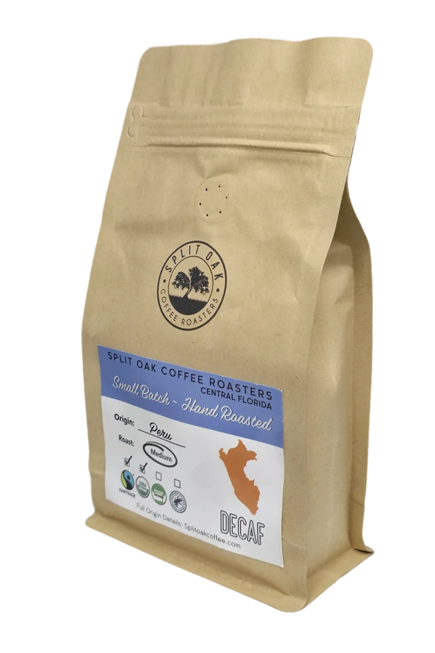 3 Pack Organic Decaf Coffee Medium Roasted Peru Coffee Whole Beans, Sweet Espresso Crema, Almond Flavored. Fair Trade