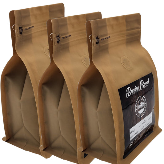 3 Pack Organic Bourbon Barrel Roasted Coffee Beans 10oz, Limited Edition Barrel