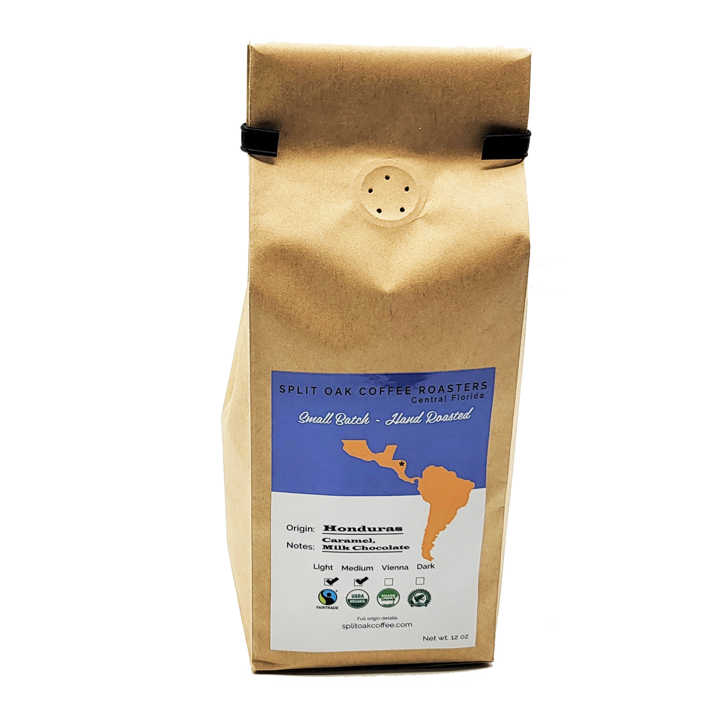 Organic Honduran Coffee Hand Roasted 12 Oz Whole Bean - Medium Roast