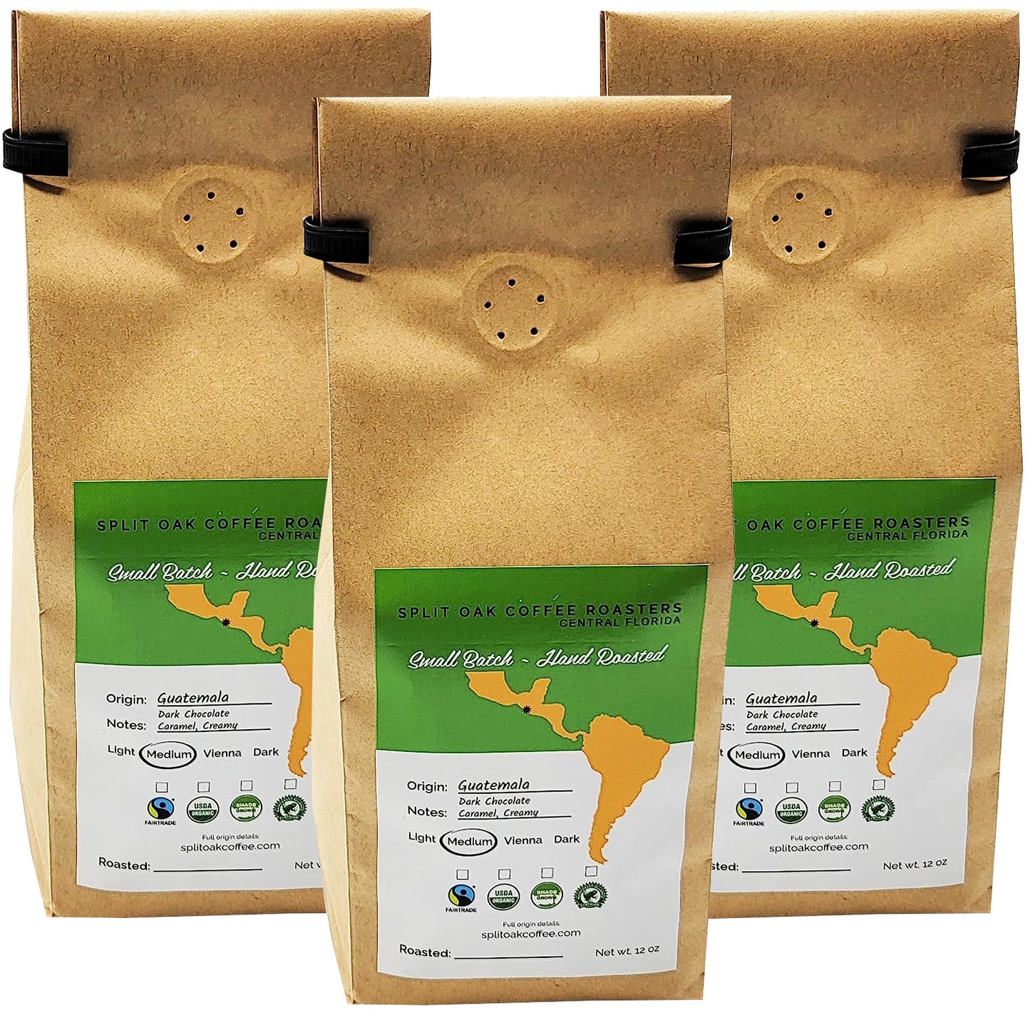 3 Pack Organic Guatemala Huehuetenango Whole Coffee Beans 12oz, Fair Trade, Medium Roast, Single Origin, Shade Grown, Fresh Roasted, Arabica