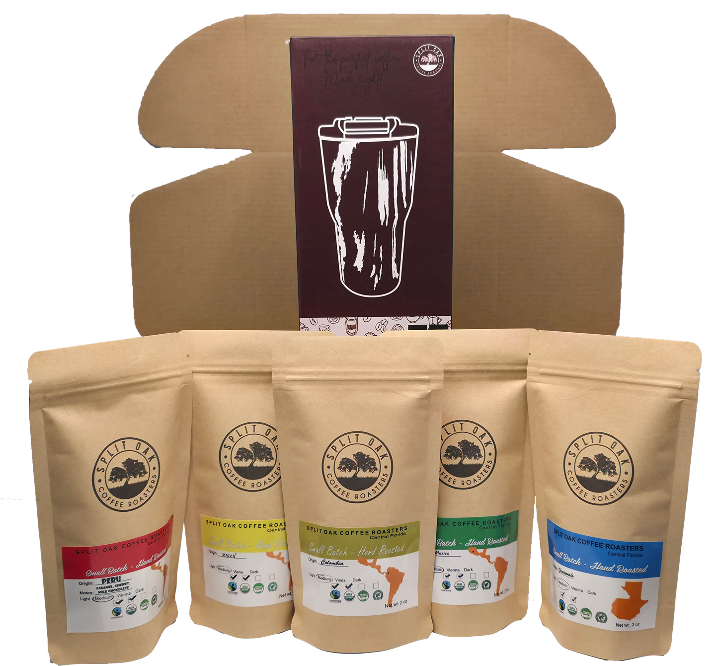 Coffee 5 Pack Coffee Gift Set Las Americas. Gourmet Organic Medium Roast whole Bean Coffee with Best Beans From Mexico, Guatemala, Peru, Colombia and Brazil