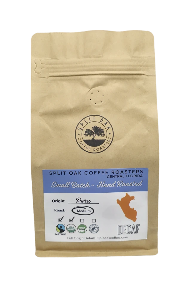 3 Pack Organic Decaf Coffee Medium Roasted Peru Coffee Whole Beans, Sweet Espresso Crema, Almond Flavored. Fair Trade
