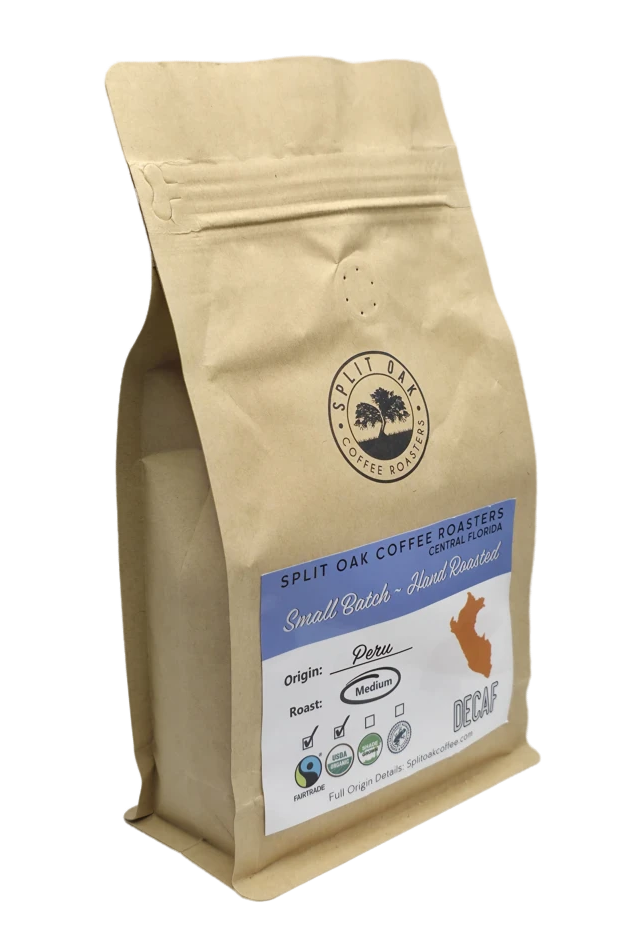 3 Pack Organic Decaf Coffee Medium Roasted Peru Coffee Whole Beans, Sweet Espresso Crema, Almond Flavored. Fair Trade