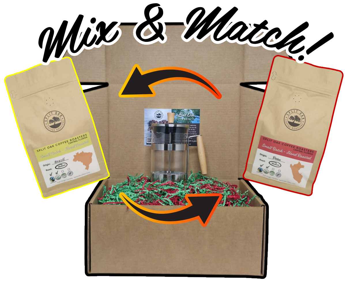 2 Assorted Coffees + 1 French Press Coffee Giftbox