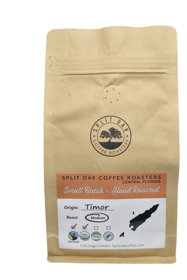 3 Pack Organic Timor Roasted Whole Coffee Beans, Medium Roasted Coffee, Syrupy Notes, Dark chocolate, Small Batches, Fair Trade