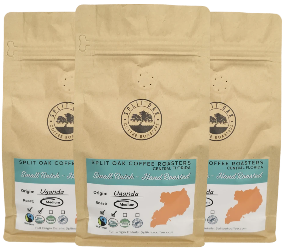 3 Pack Uganda Roasted Artisan Coffee Beans Organic, Espresso Arabica, Vanilla Flavor, Whole Beans, Hand Roasted, Sustainable, Complex