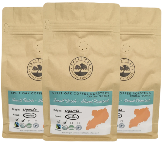 3 Pack Uganda Roasted Artisan Coffee Beans Organic, Espresso Arabica, Vanilla Flavor, Whole Beans, Hand Roasted, Sustainable, Complex
