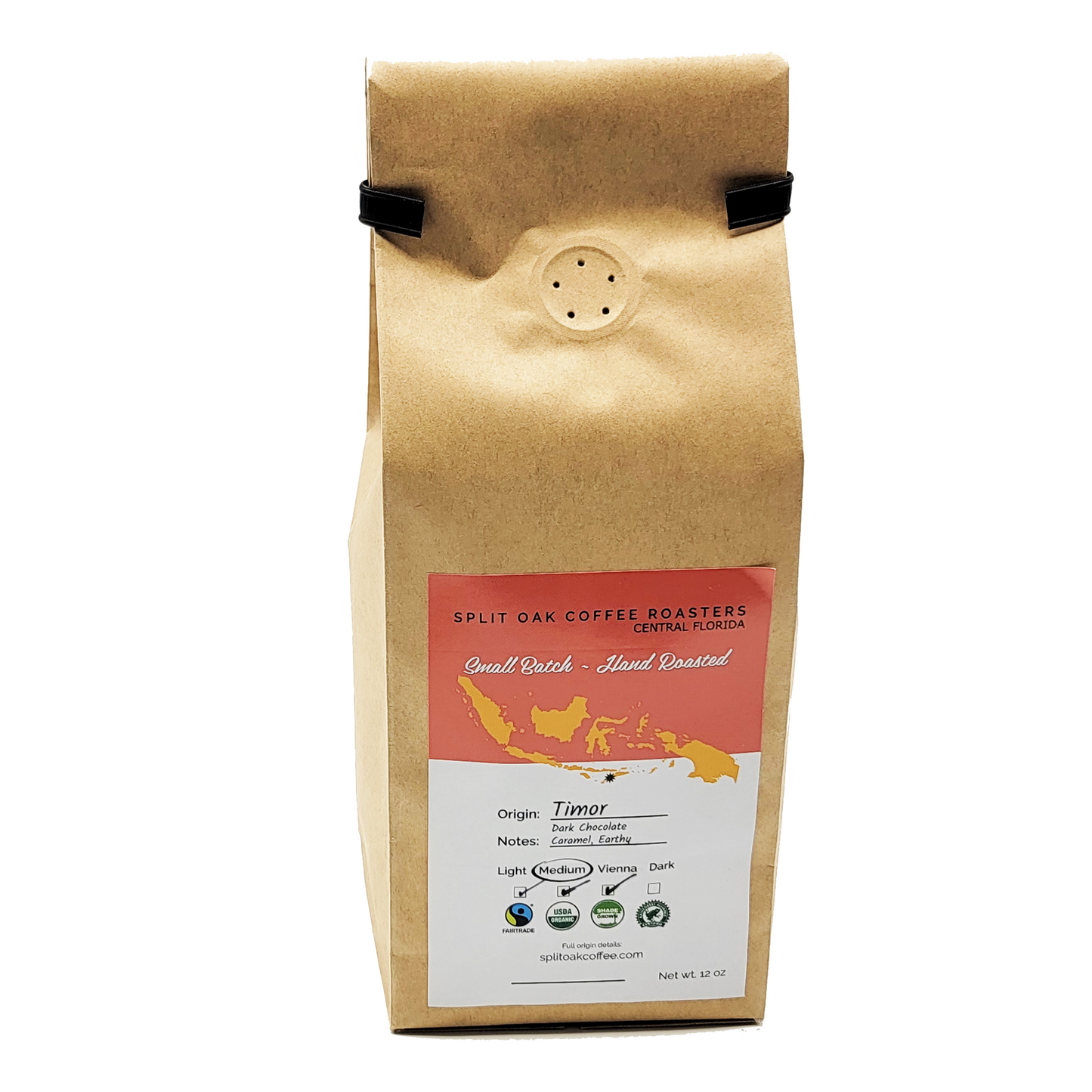 Organic Timor Roasted Whole Coffee Beans 12oz - Medium Roast