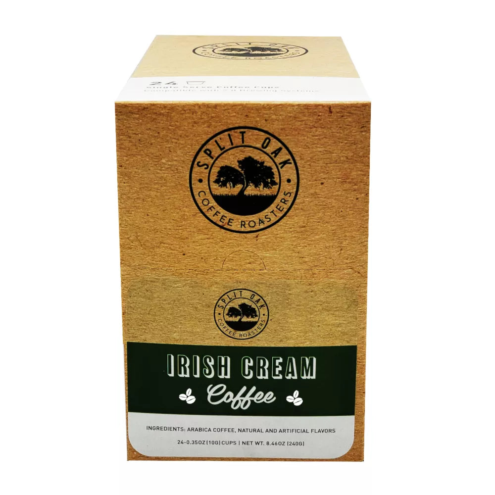 Split Oak Coffee Irish Cream Gourmet Coffee, 24 Count, Single Serve Coffee Pods Compatible With All Keurig K-cup Brewers