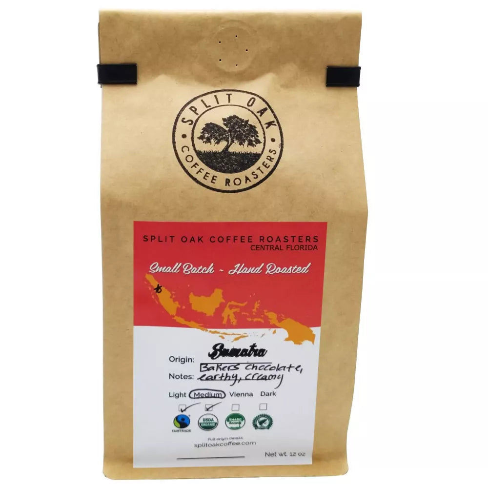 3 Pack Organic Sumatra Coffee, Medium Roast Chocolate , Hand Roasted 12 Oz, Whole Beans, Indonesian Coffee, Fair Trade Certified